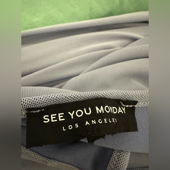 See You Monday Los Angeles Dress S Light Blue Sheer Slip Maxi Spaghetti Strap - Picture 5 of 8